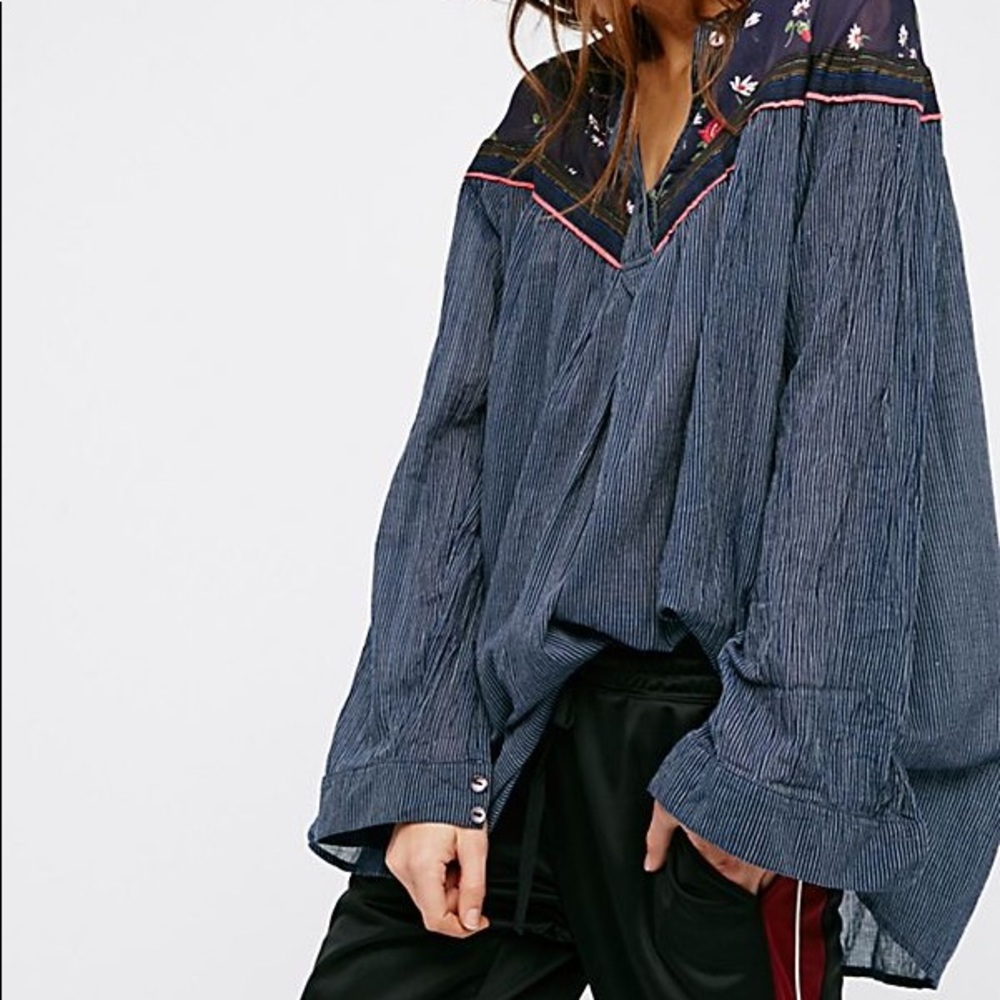 Free People Hearts and Color Navy Blue